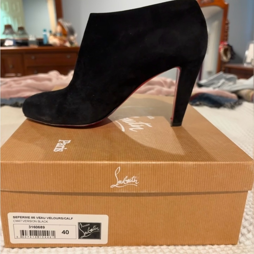 Christian Louboutin Black Suede Heeled Boots